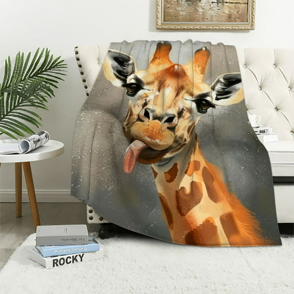 BCIIG Giraffe Warm Lightweight Blanket Soft Fleece Blankets Throw Living Rooms Sofa Decor Cow Gifts All Seasons for Bed 40x50in