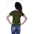 thumbnail image 3 of Moomaya Womens Short Sleeve T-shirt w/ Round Neck Sequin Patch Casual Fit Tops - 5K, 3 of 7