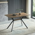 thumbnail image 5 of Modern Minimalist Black Metal Dining Table 47.24x28.74x29.92 Inch Kitchen Office Table with Beveled Edges - Stylish Design for Home Decor, 5 of 13