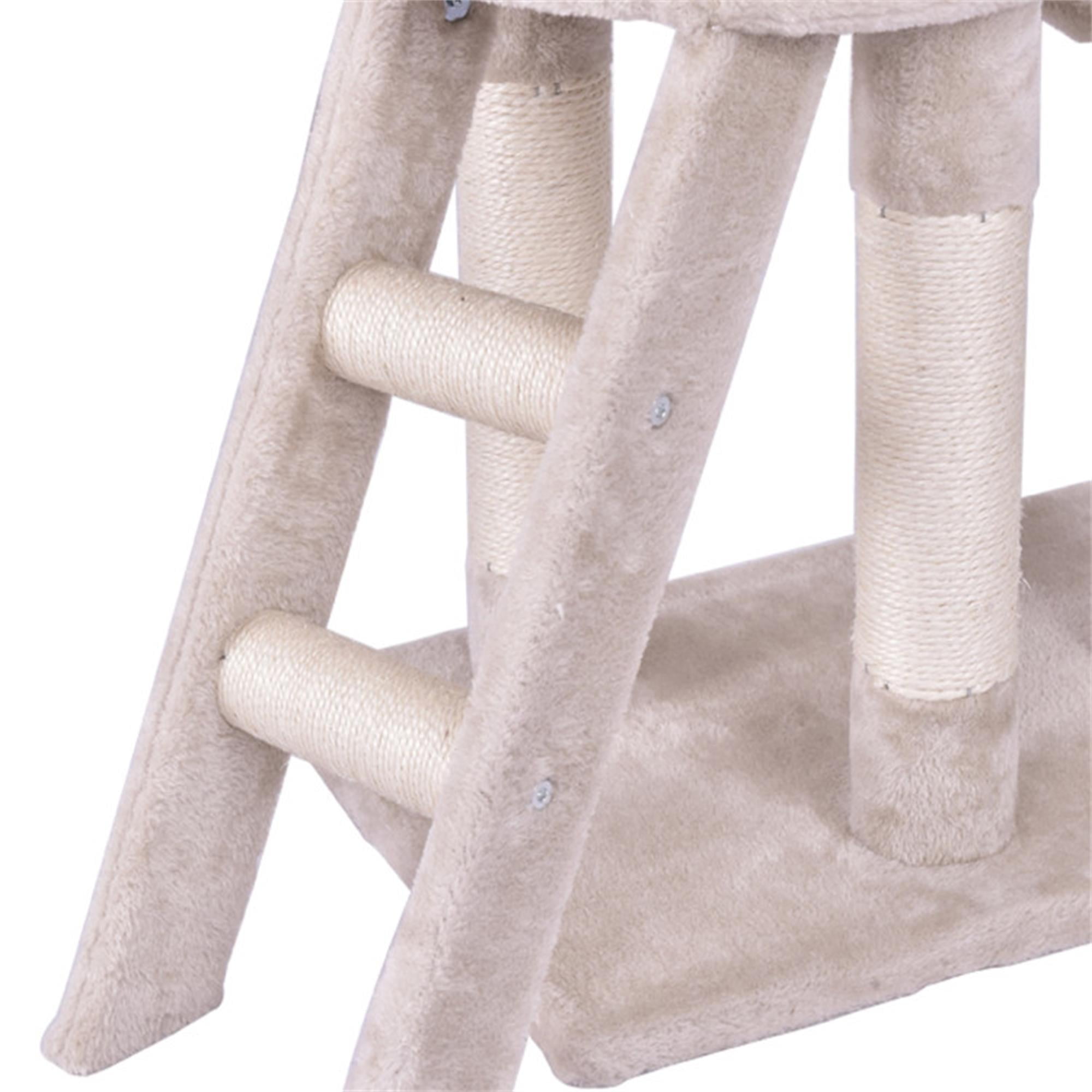 resenkos 56" Cat Tree Tower for Indoor Cats with Ladder, Scratching Posts Cat Condo for Multiple Cats Jump Platform Cat Furniture Activity Center, Beige