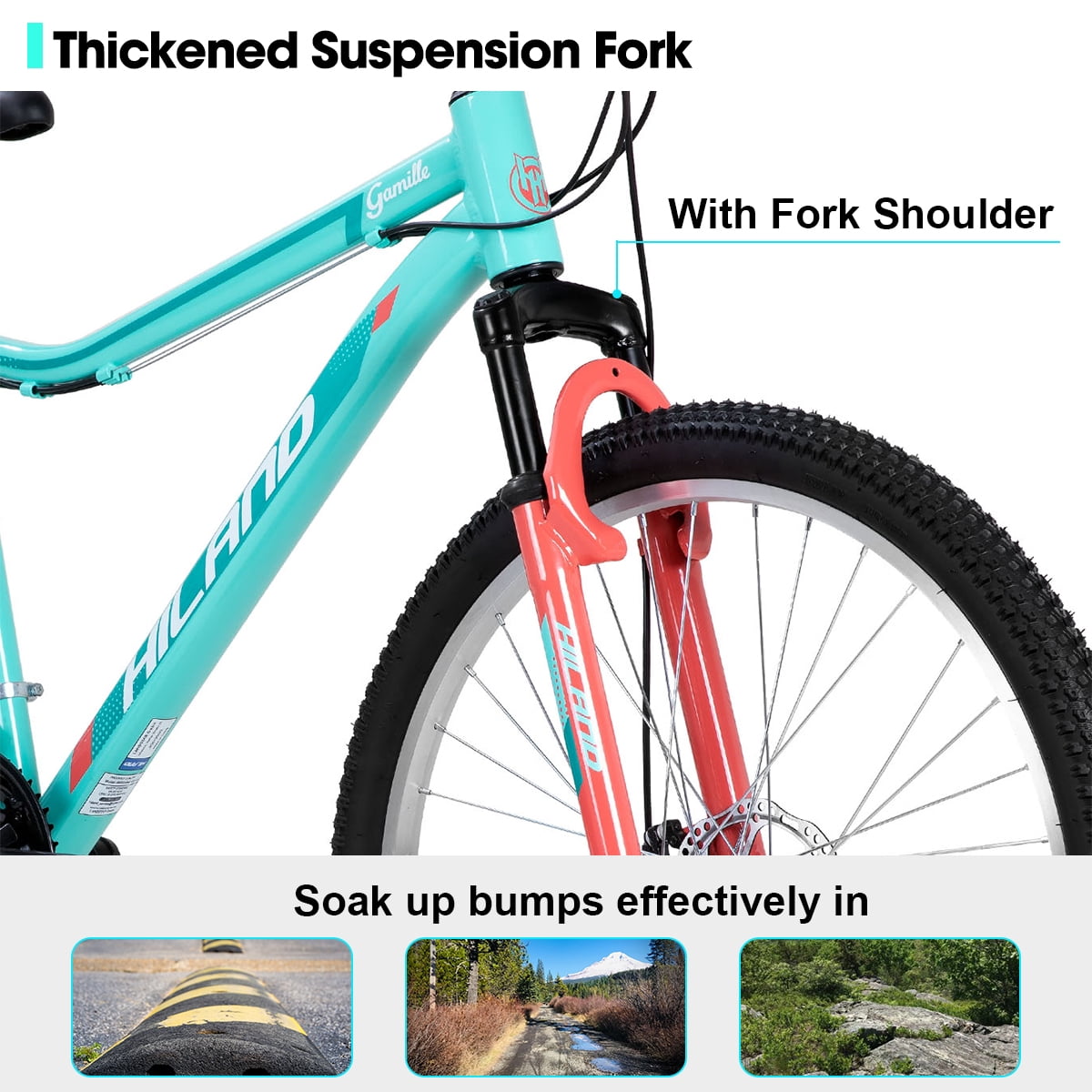 Hiland 26 Inch Mountain Bike, 18 Speed MTB with Dual Disc Brake, Mountain Bike for Women , Aluminium Frame Bicycle