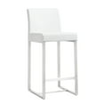 thumbnail image 2 of TOV Furniture Denmark White Vegan Leather Counter Stool with Silver Legs - Set of 2, 2 of 10