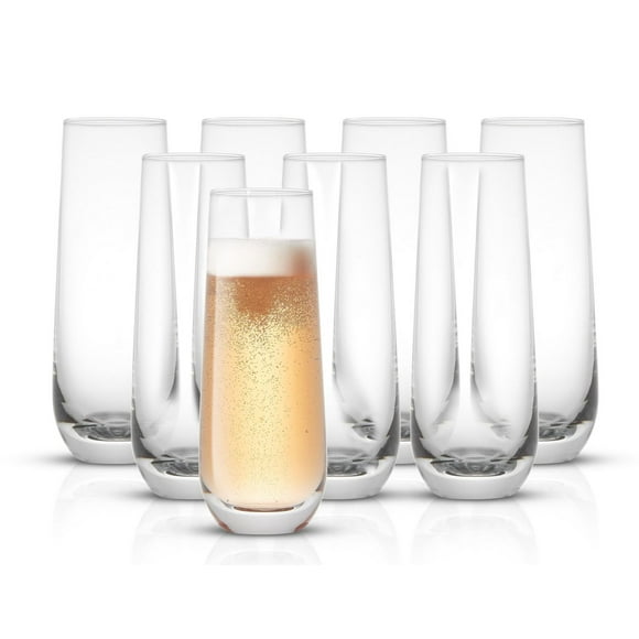 Milo Crystal Stemless Champagne Flute Glasses - 9.4 oz - Set of 8