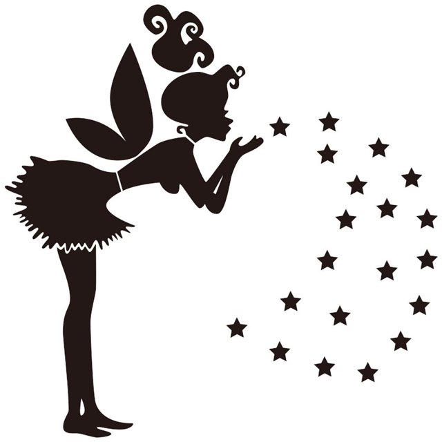 Pegatinas De Pared Diy Acrílico Fairy Star Room Decor Angel Fairy Little Girl And Stars Decoración De Pared Cateissary HA040340-03