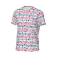 thumbnail image 6 of Wukai Striped Flamingo Print Men's Short-Sleeved Mesh T-Shirt,Quick-Dry Short Sleeve Workout T-Shirt-Small, 6 of 8
