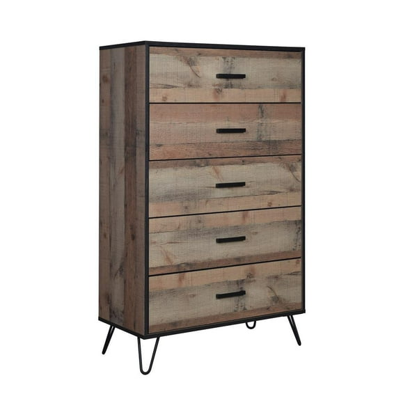 New Classic Furniture Elk River Solid Wood 5-Drawer Chest in Rustic Brown