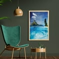 thumbnail image 2 of Landscape Wall Art with Frame, Landscape with Swimming Pool and Distant Island Tropic Exotic Hawaiian Theme, Printed Fabric Poster for Bathroom Living Room, 23" x 35", Turquoise Green, by Ambesonne, 2 of 2