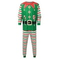 thumbnail image 7 of XIAOCHA Womens Christmas Family Matching Pajamas Set Classic Elf Collar Candy Buckle Cane Vibrant Green Top With Festive Red And White Striped Pants Sleepwear For Dad, 7 of 7