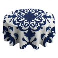 thumbnail image 4 of Blue and White Pioneer Flower Round Tablecloth 60" X 60",Wrinkle Wipeable Table Cloth for Kitchen Dining Room Picnic Patio Party, 4 of 6