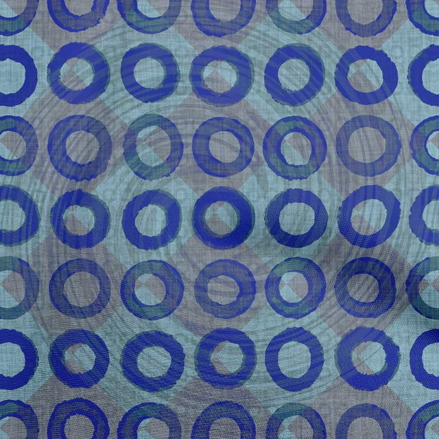 oneOone Rayon Medium Blue Fabric Circle Fabric For Sewing Printed Craft Fabric By The Yard 56 Inch Wide