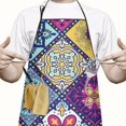 thumbnail image 2 of Multicolor Ethnic Geometric Patchwork Apron-Garden Aprons for Women with Pockets-Cotton Linen Waterproof Kitchen Cooking Gardening Aprons Adjustable for Kitchen,Cooking,BBQ and Salon 33x27 Inch, 2 of 7