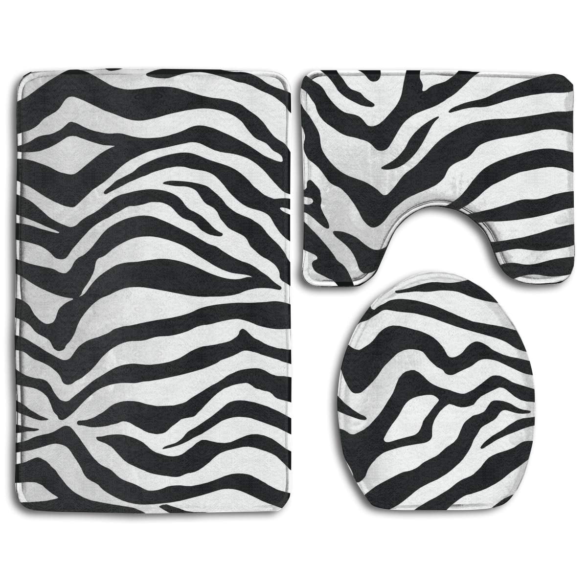 Xddja Black White Zebra 3 Piece Bathroom Rugs Set Bath Rug Black White Zebra 3 Piece Bathroom Rugs