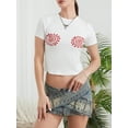 thumbnail image 3 of Gupgi T-Shirts Blancs pour Femmes Manches Courtes Imprimé Chat Crop Tops Été T-Shirts pour Adolescentes, 3 of 9
