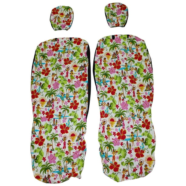 Hawaii Hula Girls Set of 2 Front Bucket Seat Covers. Hawaiian Car Seat