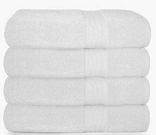 4 pack white premium 100% cotton hotel bath towel plush 27x54 17# dozen pegasus 