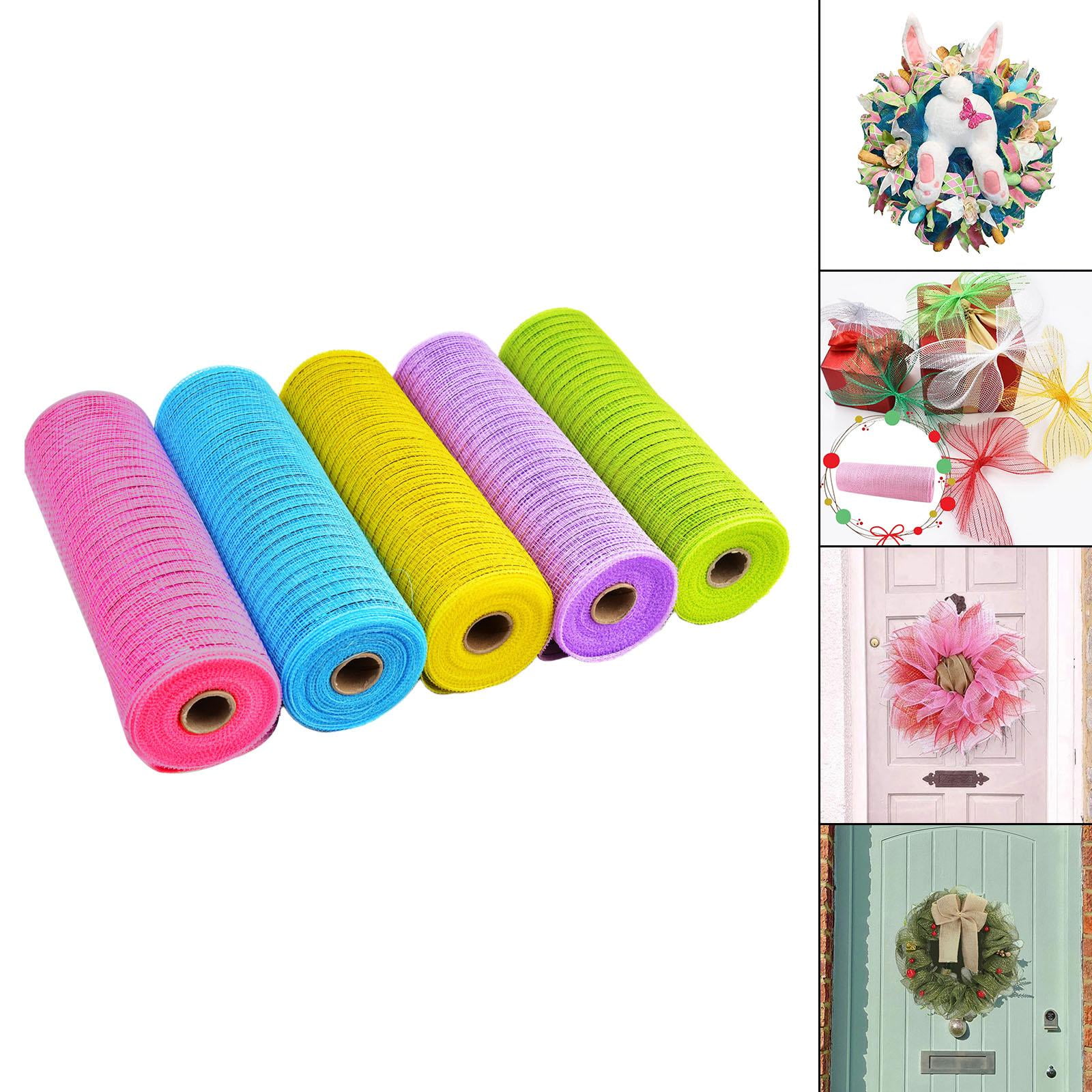 FVDPWYE 5 Rolls Easter Deco Poly Mesh Rolls Easter Ribbons Pink/Blue/Yellow/Purple/Green
