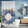 thumbnail image 6 of Spring Flower Wreath No Hooks Shower Curtain with Snap-in Liner Country Watercolor Purple Blue Floral Leaf Linen Shower Curtains for Bathroom, Waterproof, Easy Install, Washable 54"x78", 6 of 9