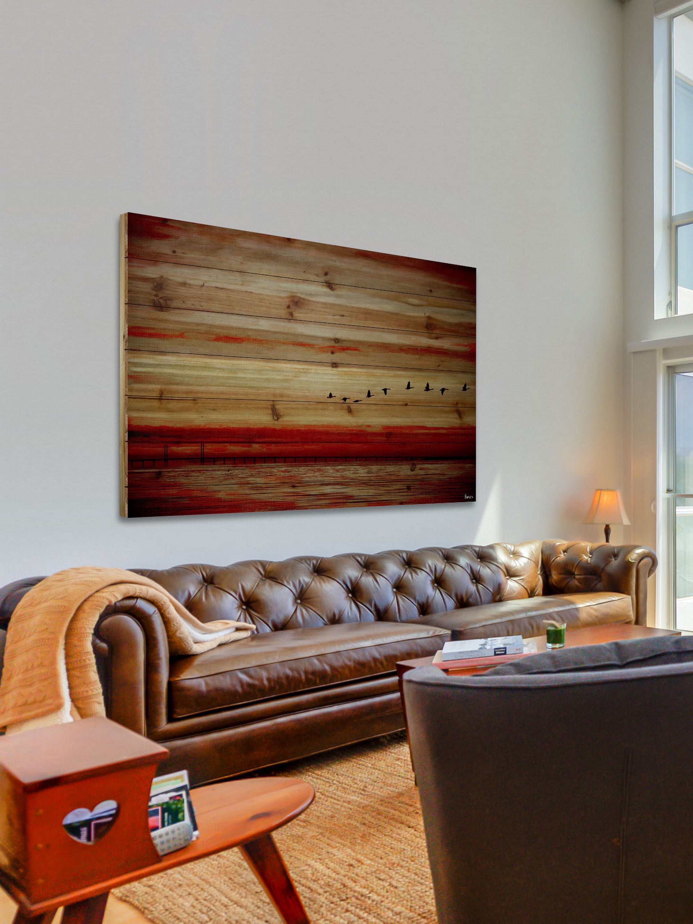 Parvez Taj Flying South Pinewood Wall Art, 8" x 12"