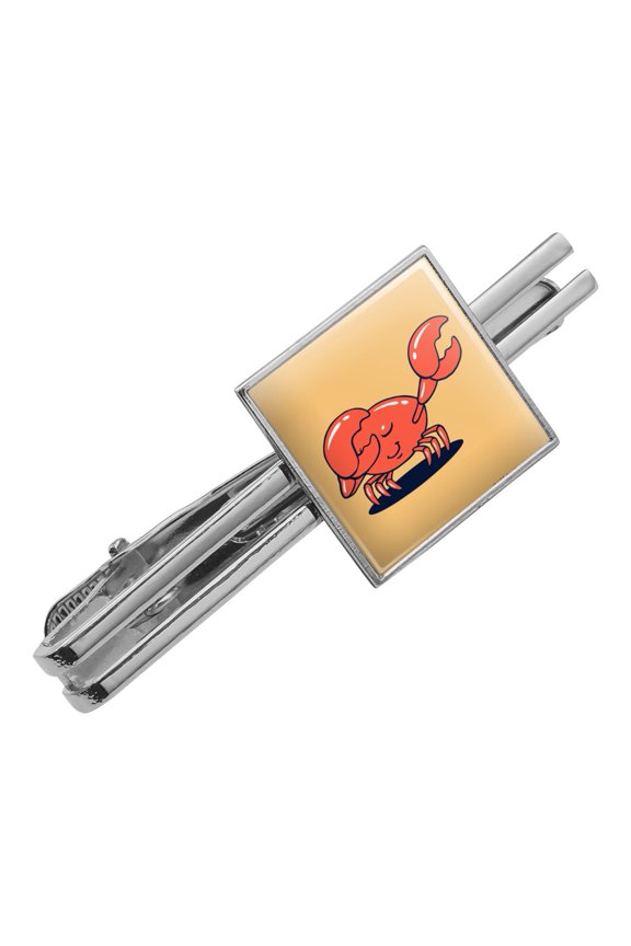 Crab Dubstep Funny Humor Square Tie Bar Clip Clasp Tack- Silver or Gold