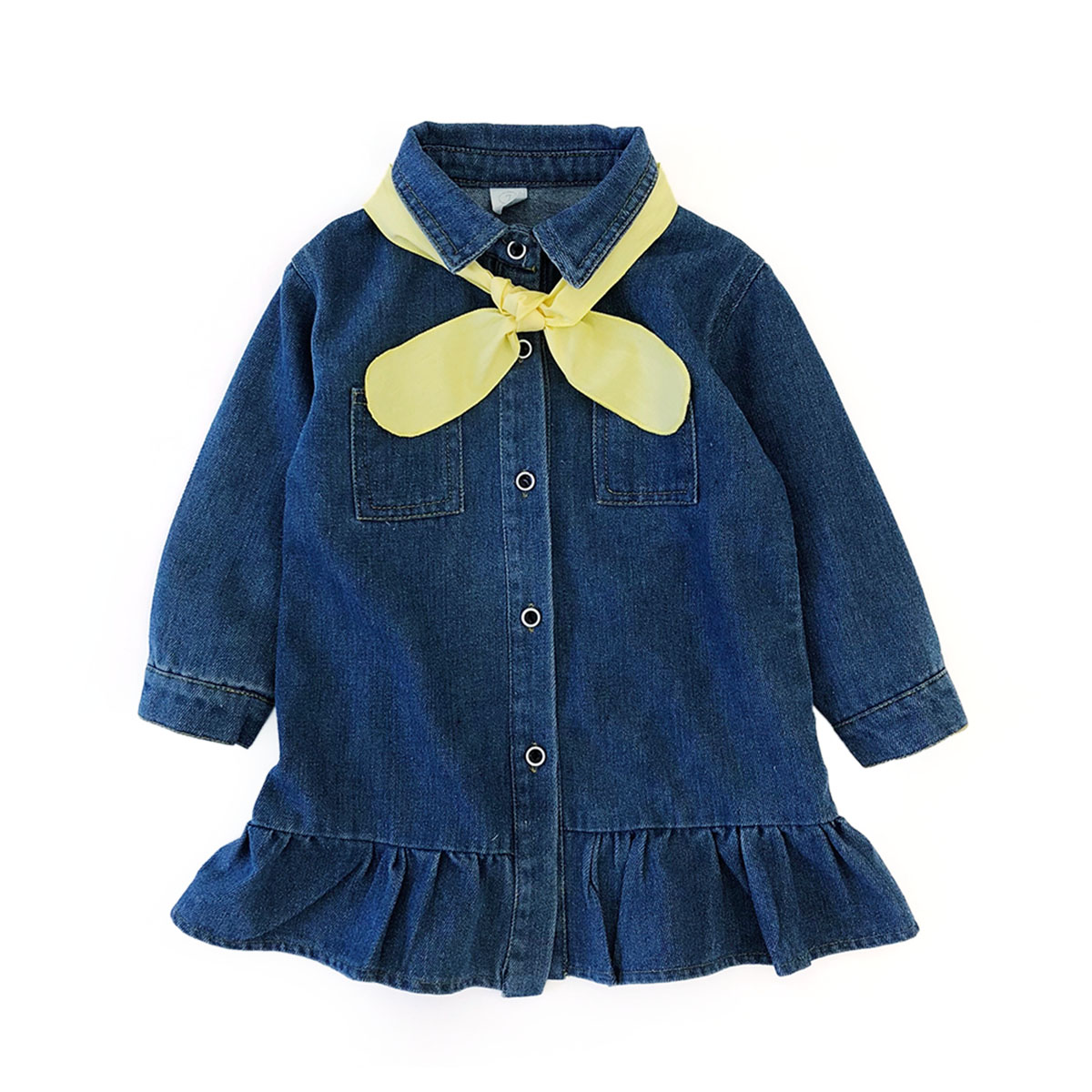 denim dress with bow tie