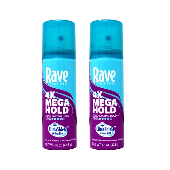 Rave 4x Mega Hairspray, Unscented 1.5 oz (Pack of 2)