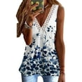 thumbnail image 1 of FASHIONWT Women Lace V-Neck Vest Print Sleeveless Casual Tank Top, 1 of 2