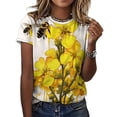 thumbnail image 3 of Bee And Flowers Women T-Shirt Classic O Neck T-Shirts Short-Sleeve Trendy Animal Print Design Tshirt Casual Clothing, 3 of 5