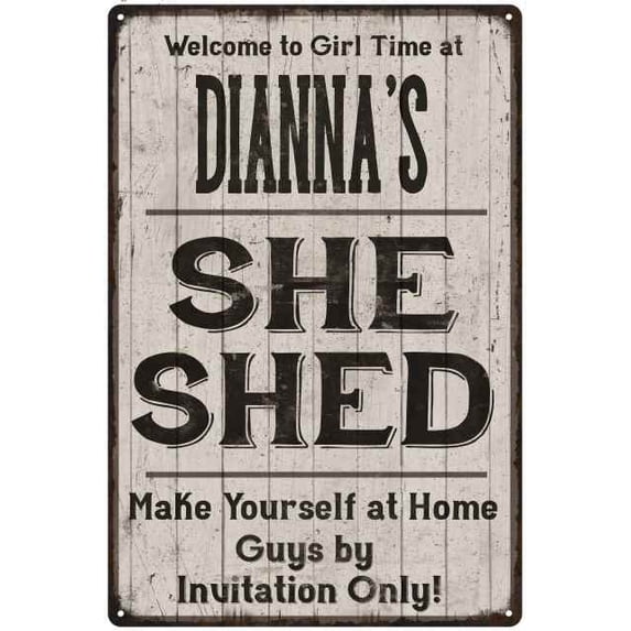 DIANNA'S She Shed Sign Lady Cave Gift 8 x 12 High Gloss Metal 208120082421