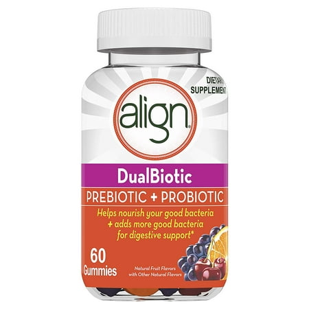 Align Prebiotic + Probiotic Supplement Gummies in Natural Fruit Flavors, 60