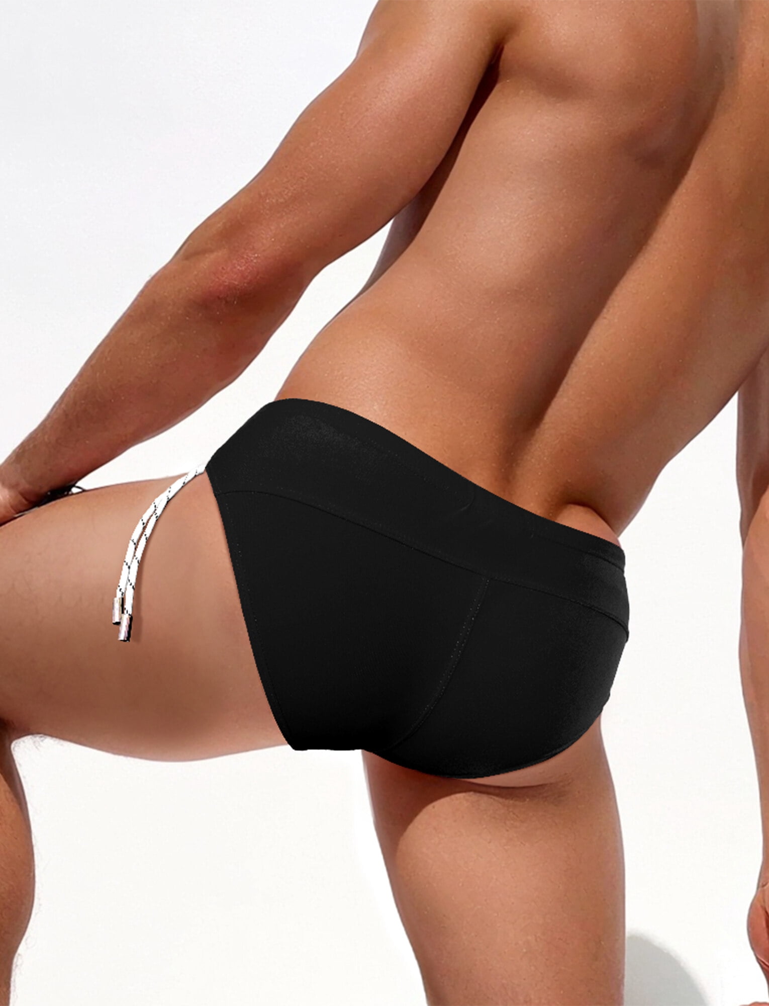 Quick Dry Surf Briefs for Men Elastic Solid Triangle Swimwear Male Summer Beach Bikini Swimsuit Low Rise Side Lace Up Bathing Suit
