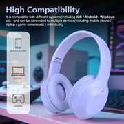 Wireless Headphones Over-Ear, HiFi Stereo Wireless Headphones, Foldable and Wireless Wired Mode, Noise Isolating Over-Ear Headphones with Mic and Volume Control for Computer Laptop Mobile, Purple
