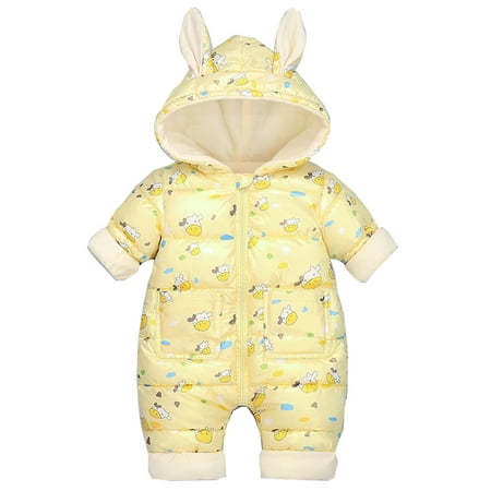 

Toddlers Coats Girls Women Coats Winter Toddler Boys Girls Long Sleeve Winter Cartoon Rabbit Ears Zipper Hooded Jumpsuit Romper Coat Toddler Jackets for Girls