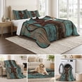 thumbnail image 6 of Queen Quilt Set 90''x96'', Teal Brown Texas Star Retro Lightweight Summer Bedspread Coverlet Set with 2 Pillow Shams, Vintage Star Wooden Breathable All Season Quilt Bedding for Bedroom/Guest Room, 6 of 9