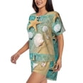 thumbnail image 2 of Rocae Starfish And Seashell for Two Piece Sleepwear Pajamas Sets for Women Soft Short-Sleeved Pjs with Lounge Shorts 3X-Large, 2 of 9