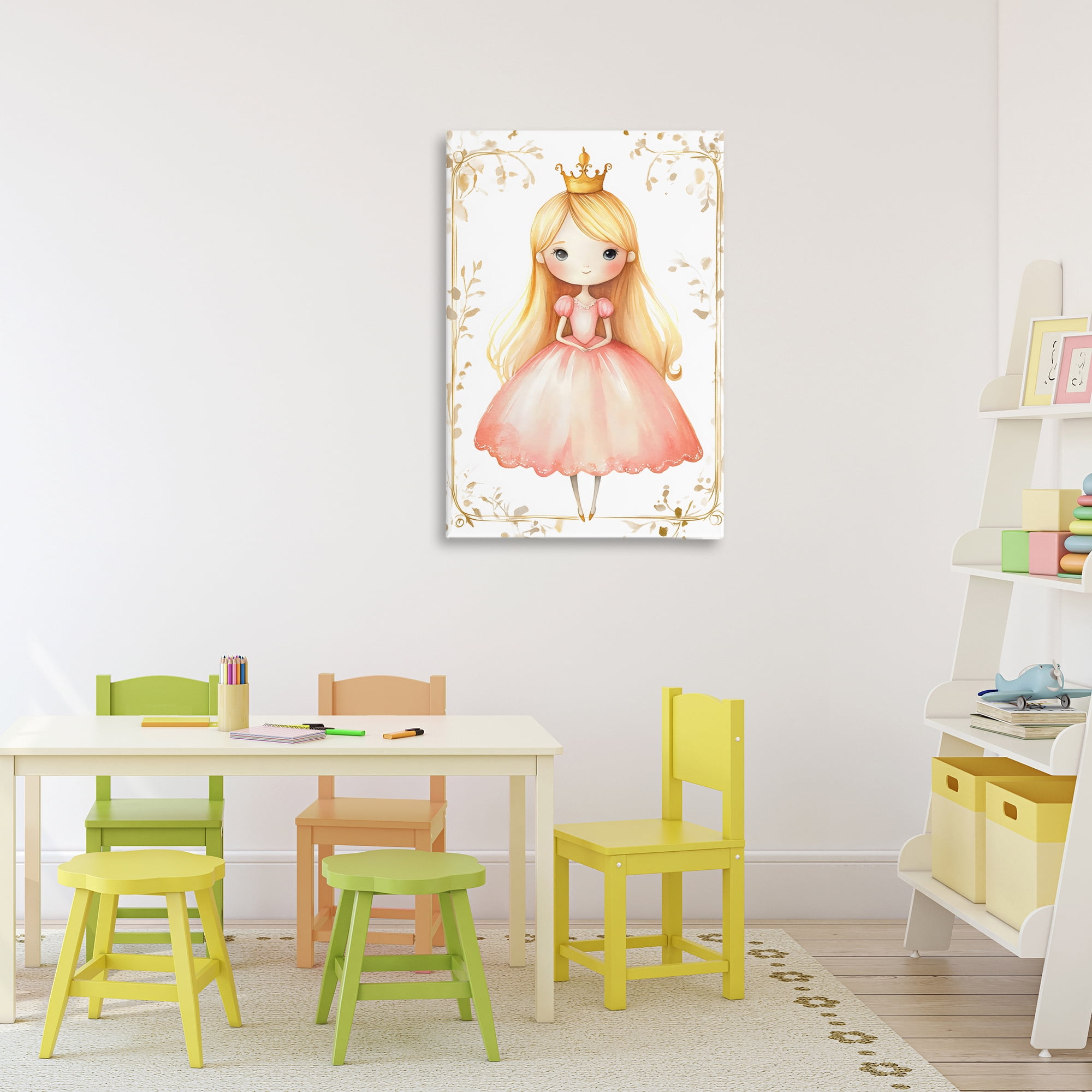 Stupell Industries Golden Crown Fairytale Princess Canvas Wall Art, design by Creative Studio