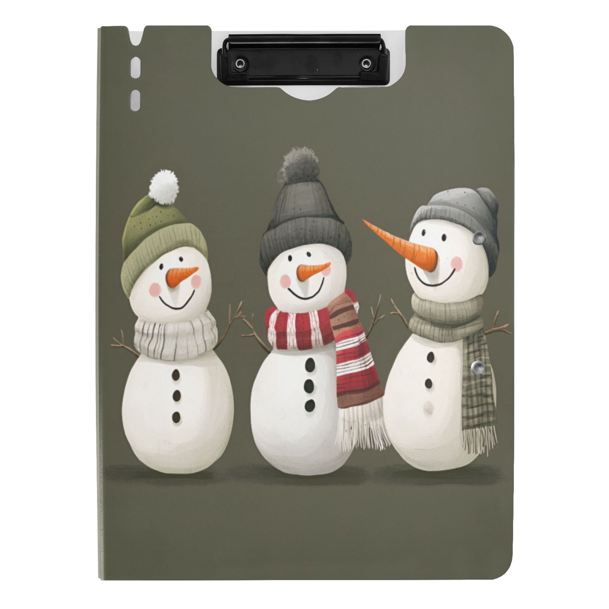 FORMRS A4 Clipboard Folder with Pen Holder Horizontal Foldable School Office Binder, Gray Cute Snowmen