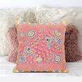 thumbnail image 7 of Amrita Sen Designs  16 x 16 in. Pond Peacock Suede Zippered Pillow with Insert - Peach & Blue, 7 of 7