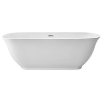 KFFKFF Acrylic Freestanding Bathtub, 67-Inch Contemporary Soaking Tub with Polished Chrome Overflow and Drain, Sleek Oval Design Standalone Tub for Modern Bathrooms or Renovation Projects