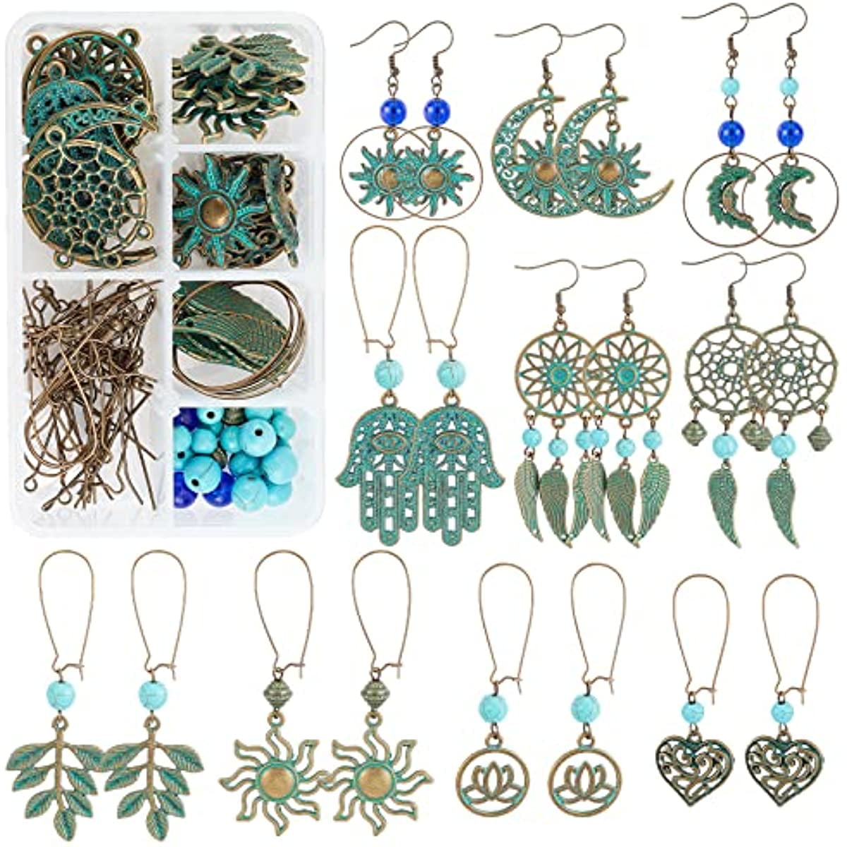 1 Box DIY Make 10 Pairs Bohemian Chandelier Earrings Making Kit Including  Chandelier Links Turquoise Beads Earring Findings for Women Beginners DIY