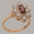 thumbnail image 2 of LBG British Made Solid 14k Rose Gold Natural Pink Tourmaline & Cultured Pearl Womens Anniversary Ring - 33 size options - Size 10.25, 2 of 6