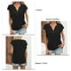 thumbnail image 3 of Camiseta de manga corta con cuello en V para mujer, blusa de manga corta con volantes y botones elegantes a la moda, 3 of 5