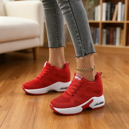 Women's Platform Sneakers Wedges Lace Up Shoes Increase Fashion Sneakers for Womens Girls