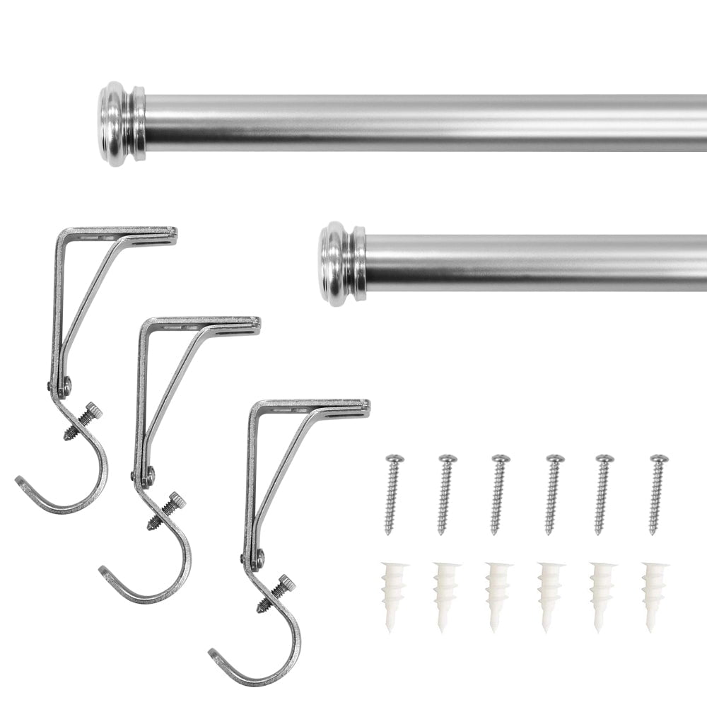 Lumi 1" Drapery Single Curtain Rod Set with End Cap finials