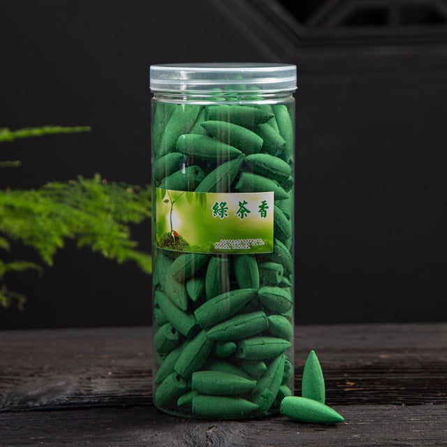 Xiao Hua 168 conos de incienso de reflujo con aromas naturales, conos de incienso de cascada para spa, yoga, relajación y té verde.