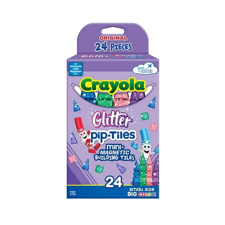 The Original Crayola Glitter Mini PIP Magnetic Tiles 24-Piece Set