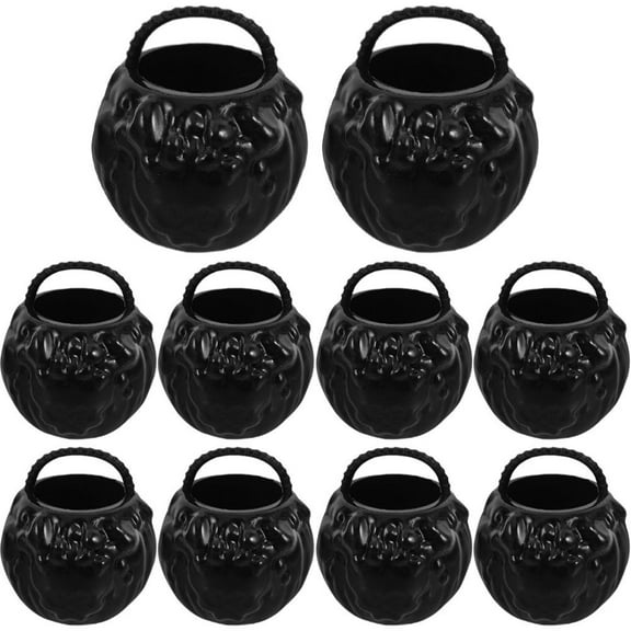 10pcs Mini Cauldron Pot Miniature Witch Cauldron Halloween Figurines Dollhouse Cauldron Kettles Fairy Garden Decor for Halloween Party Favors Bag Fillers