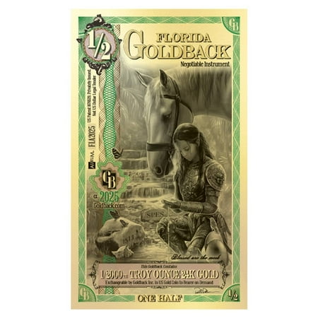 1/2 Florida Goldback 1/2000 oz 24K Gold Foil Aurum Note