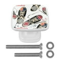 thumbnail image 1 of 4 Pieces Set Drawer Pulls Handle Square Wardrobe Cabinet Knobs with Stainless Steel Screws Furniture Kitchen Decor, 1 of 5