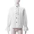 thumbnail image 3 of iEFiEL Boys Long Sleeve Pirate Shirt Halloween Party Viking Victorian Blouse Medieval Renaissance Tops White 10, 3 of 7