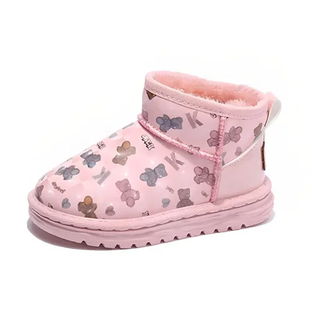 

Girls Snow Boots Waterproof Anti-slip High Top Shoes With Butterfly Pattern For Winter New
